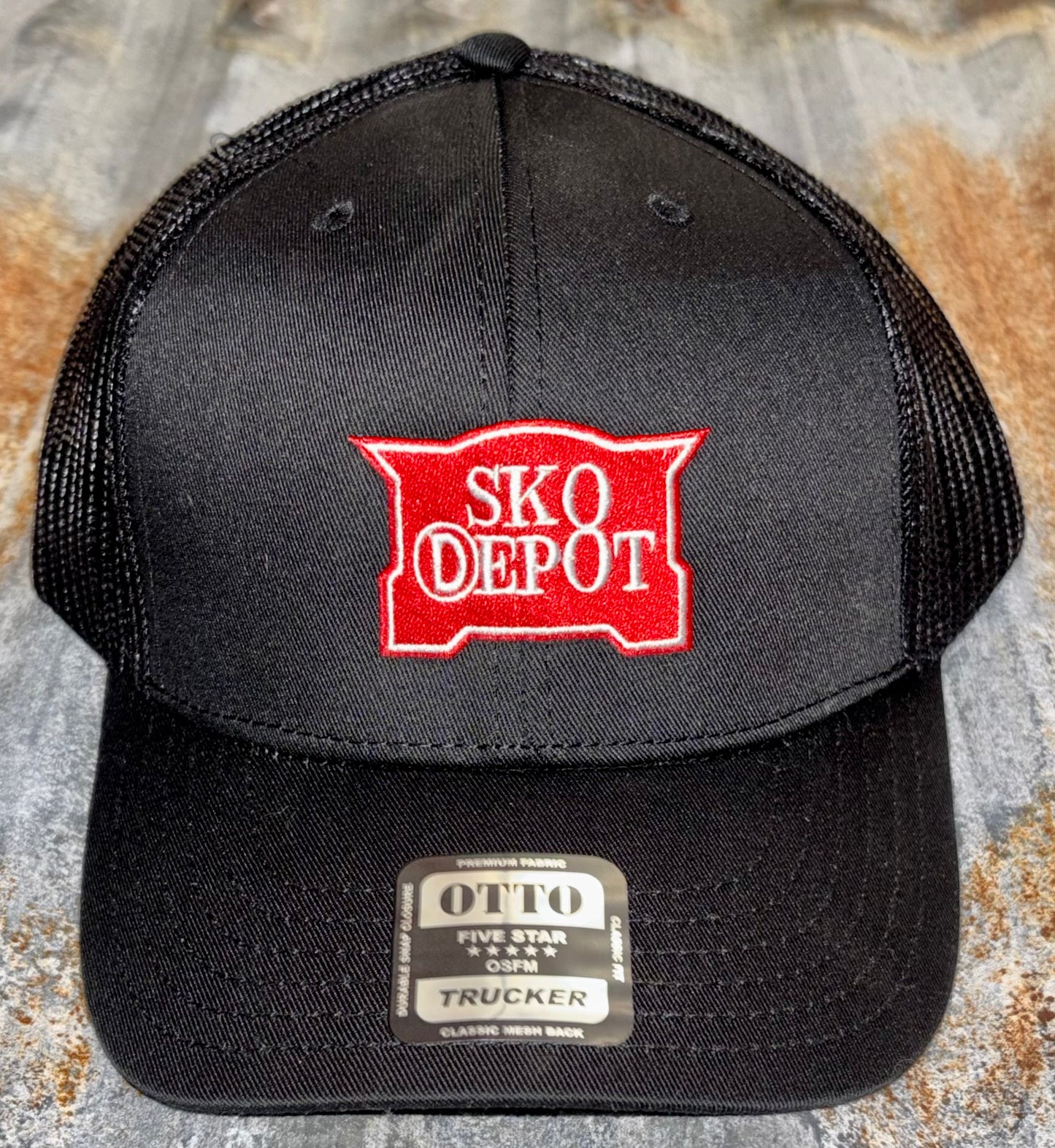 Sk8 Depot Logo Hat - Snap Back Trucker- Black